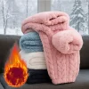 Stretchy Plus Size Women Coral Fleece Sleep Pants Warm Thickened Soft Plush Non Shedding Pajama Bottoms Cozy Comfy Loungewear