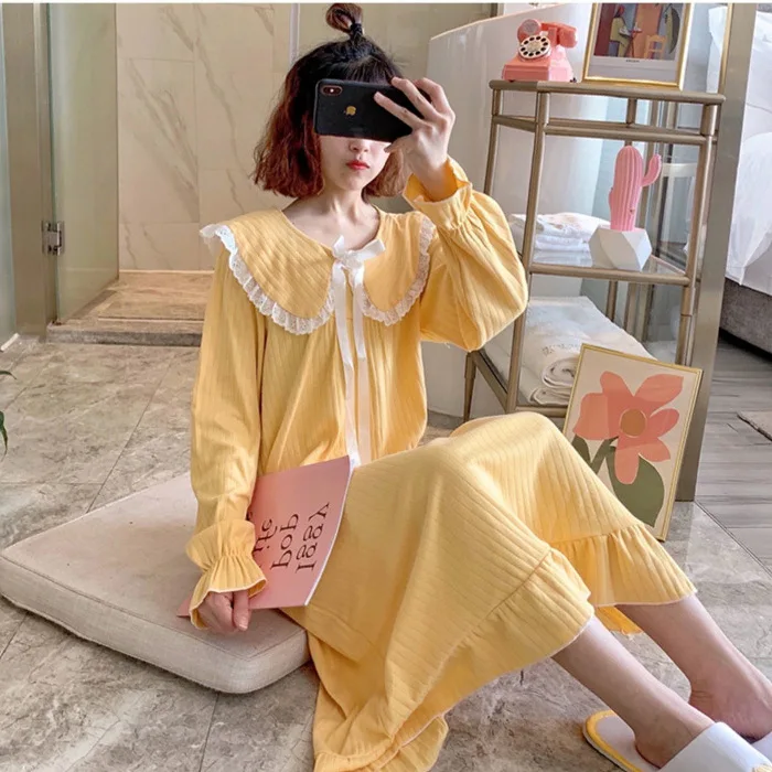 Student girl long-sleeve nightgown fashionable casual princess dress for ladies INS-style women's loungewear and pajamas - Image 6
