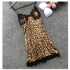 Summer lace leopard print sexy suspender skirt with chest pad suspender nightdress