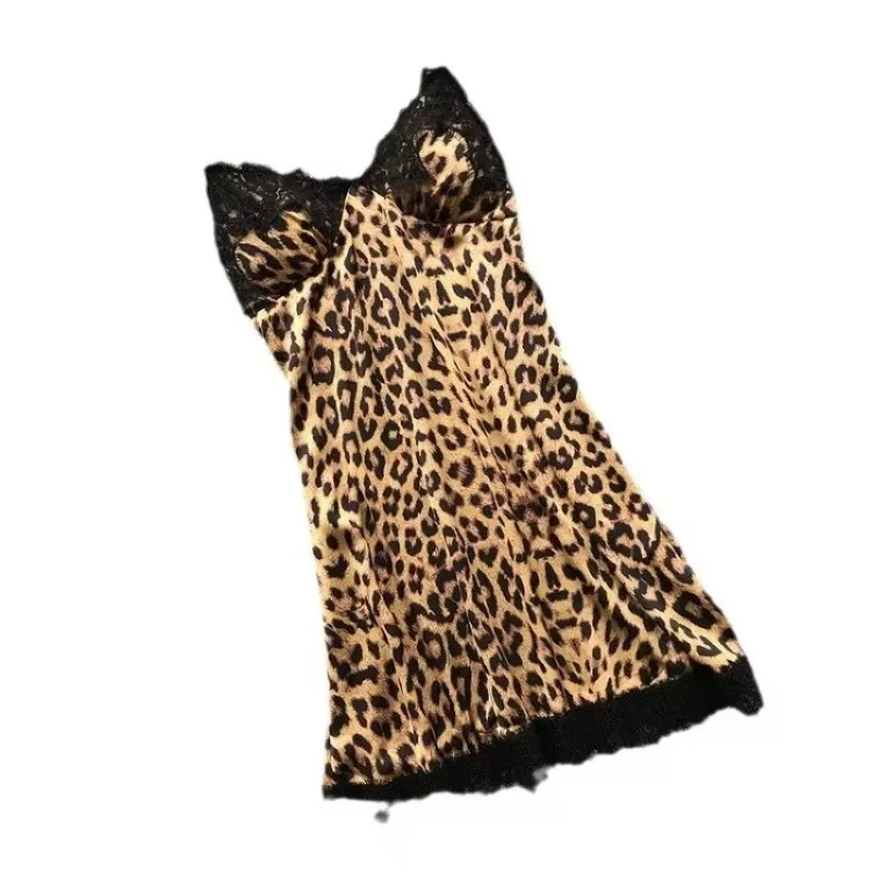 Summer lace leopard print sexy suspender skirt with chest pad suspender nightdress - Image 4