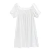 Sweet Bowknot Women's Pajama Dress Loose Short Sleeve Ruffle Nightdress Home Wear Sleepwear Princess Nightgown Girls