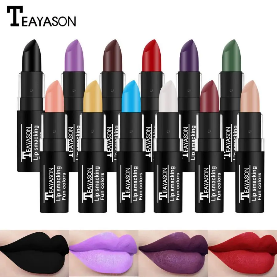 TEAYASON 12 Color Waterproof Lasting Sexy Red Lipstick Matte Lipstick Cosmetics Lip Gloss Waterproof Long-lasting - Image 2