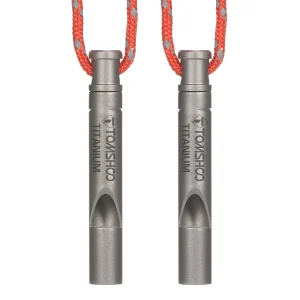 TOMSHOO Titanium Emergency Whistle with Cord Outdoor Survival Whistle Camping Hiking Exploring