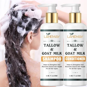 Tallow & Goat Milk Shampoo & Conditioner Set – Strengthens Hair & Promotes Overall Hair Health for All Hair Types.