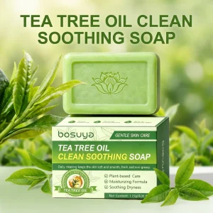 Tea Tree Scent Soap for Face & Body, Formulated with Tea Tree Oil, Coconut Oil & Glycerin, Gentle Pore Cleansing Bar, Unisex Por