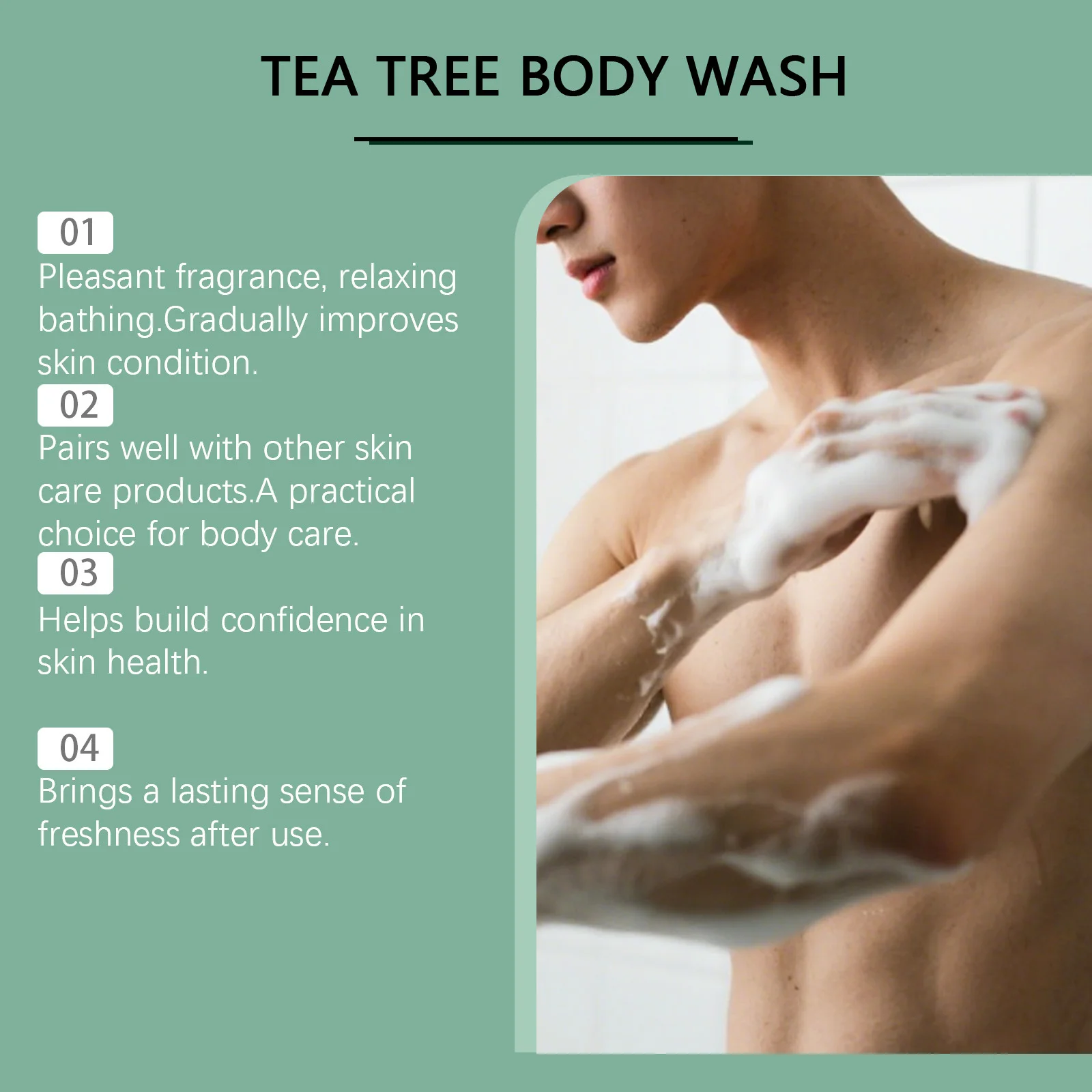 Tea Tree Shower Gel Gentle Cleansing Moisturizing Smoothing Refreshing Brightening Acne Treatment Fragrance Soothing Body Wash - Image 5