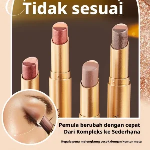 Three-Color Eyeshadow Stick, Shimmering Highlighter Eyeshadow Stick, Waterproof and Long-Lasting Pearlescent Metallic Eyeshadow