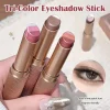 Three-Color Eyeshadow Stick, Shimmering Highlighter Eyeshadow Stick, Waterproof and Long-Lasting Pearlescent Metallic Eyeshadow