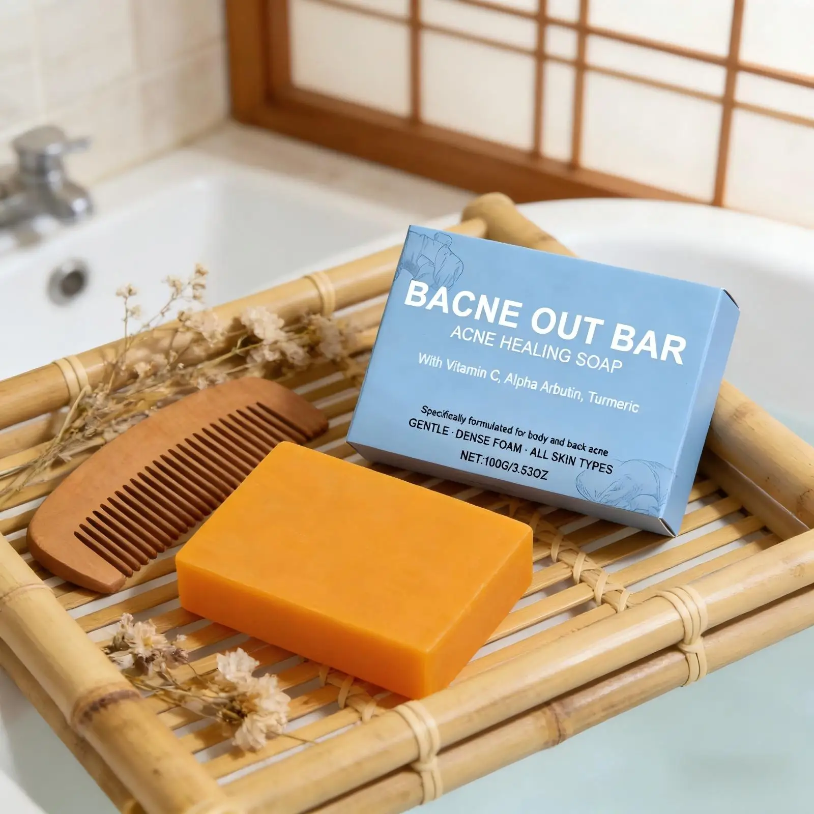 Turmeric Lightening Soap for the Body Acne Removal Oil Control Clean Body Care Moisturizing Skin Exfoliator Vitamin C Soap Bar - Image 5