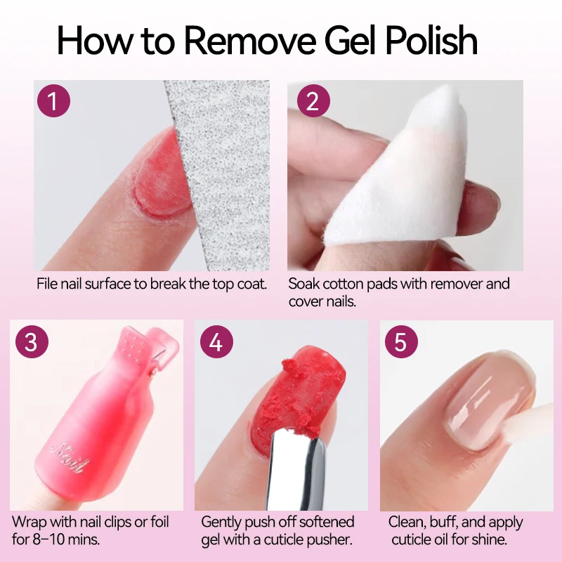 UR SUGAR 100ml 2 IN 1 Nail Polish Gel Remover Liquid 1/2PCS Quick Clean Gentle Formula for Gel Polish Remover Manicure Nail Care - Image 6