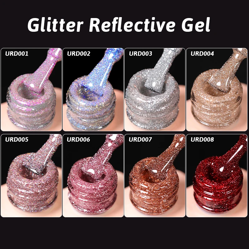 UR SUGAR 15ml Champagne Gold Sliver Reflective Glitter Gel Nail Polish Varnish Semi Permanent Soak Off UV Gel For Manicure Art - Image 6