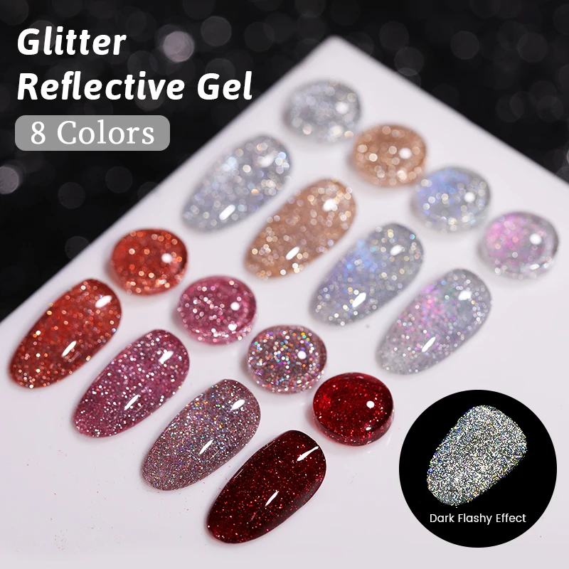 UR SUGAR 15ml Champagne Gold Sliver Reflective Glitter Gel Nail Polish Varnish Semi Permanent Soak Off UV Gel For Manicure Art - Image 3