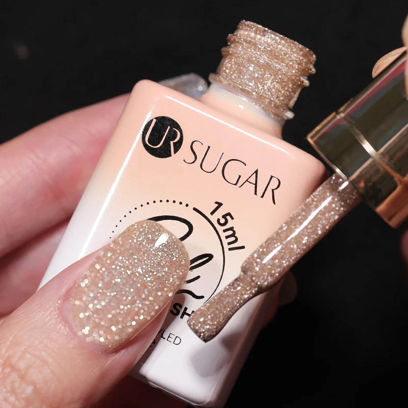 UR SUGAR 15ml Champagne Gold Sliver Reflective Glitter Gel Nail Polish Varnish Semi Permanent Soak Off UV Gel For Manicure Art - Image 5