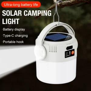 Ultra Long Endurance Camping Light, Solar Powered Outdoor Rechargeable Tent Light, Emergency Light, Compact and Portable, Rechar