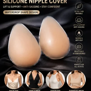 Ultra Thin Invisible Silicone Nipple Covers Teardrop Seamless Push up Bra Stickers 11cm for Sagging And Exposure Protection
