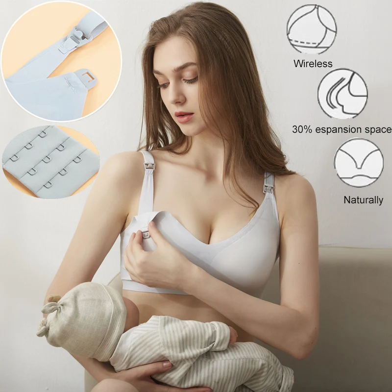 Ultra Thin Laser Cutting Ladies Feeding Bra Seamless Removable Padded Breastfeeding Bras Plus Size Push Up Maternity Support Bra