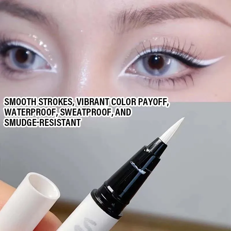 Ultra-thin Matte White Eyeliner Liquid Pen Waterproof Smudge-Proof Long Lasting Lying Silkworm Pen Pigment Eyes Brighten Makeup - Image 3