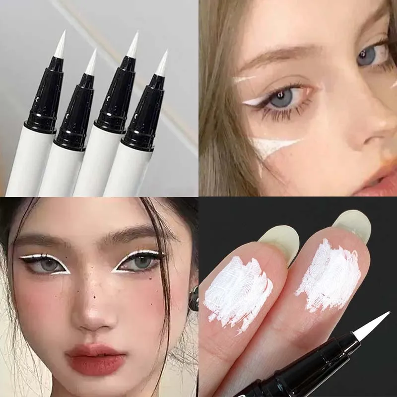 Ultra-thin Matte White Eyeliner Liquid Pen Waterproof Smudge-Proof Long Lasting Lying Silkworm Pen Pigment Eyes Brighten Makeup - Image 6