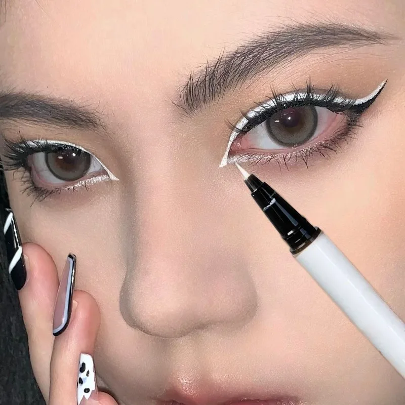 Ultra-thin Matte White Eyeliner Liquid Pen Waterproof Sweat-proof Long-lasting Lying Silkworm Pen High Pigment Smooth Eye Makeup - Image 4