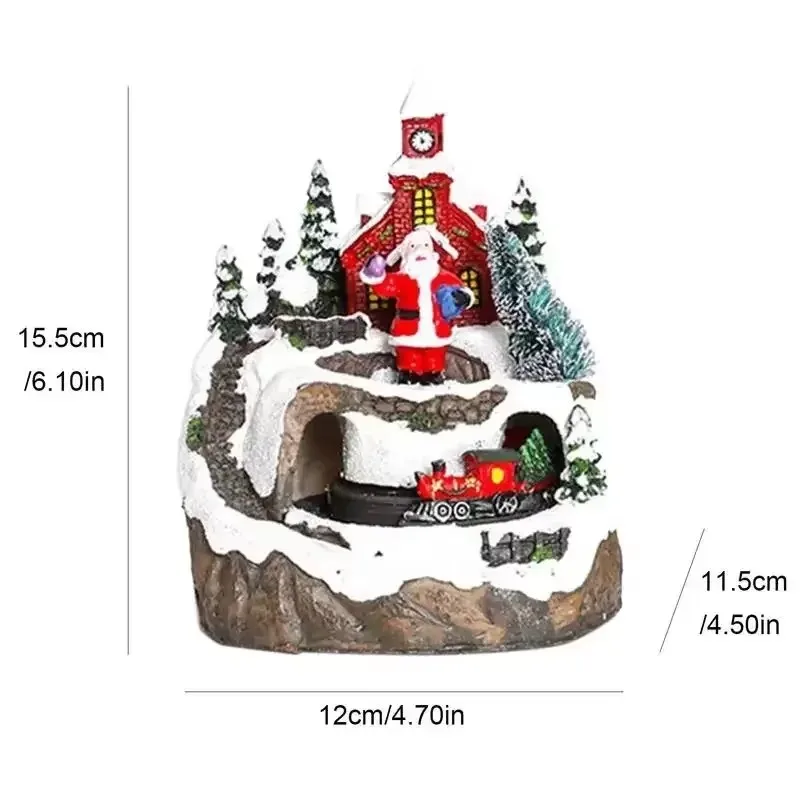 Unique Christmas Village Houses Sets Rotating Train Display Figurines-LED Light Up Musical,Battery Operated Holiday Decoration - Image 6