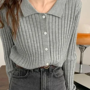 V Neck Autumn Winter Sweater Pullovers Women 2026 Button Pullover Women Soft Sweater Jumper Fashion Tops