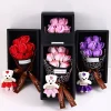 Valentine's Day Artificial Flowers 7 Rose Soap Bouquet Gift Box Teddy Bear Flower Creative Valentine's Day Gift Home Decor