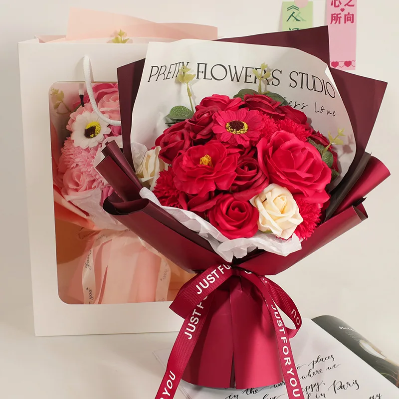 Valentine's Day Bouquet for Girlfriend Rose Soap Bouquet Mothers Day Gift Simulated Bouquet Creative Gift Artificial Flowers - Image 5