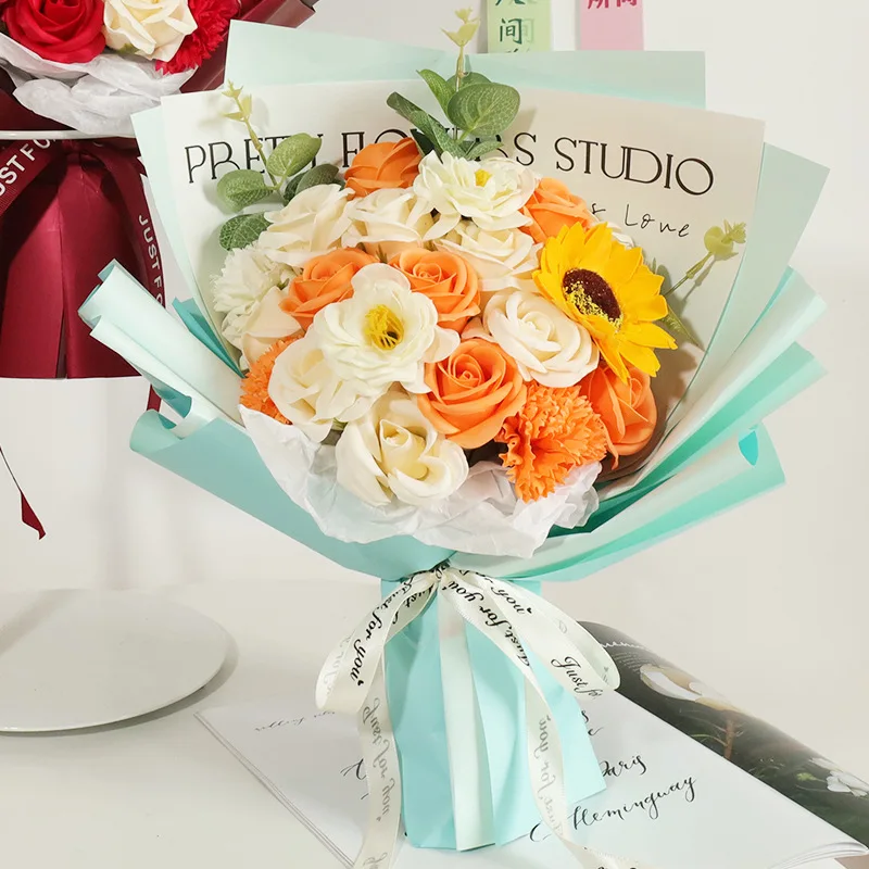 Valentine's Day Bouquet for Girlfriend Rose Soap Bouquet Mothers Day Gift Simulated Bouquet Creative Gift Artificial Flowers - Image 3