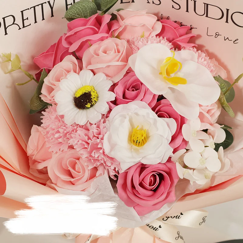 Valentine's Day Bouquet for Girlfriend Rose Soap Bouquet Mothers Day Gift Simulated Bouquet Creative Gift Artificial Flowers - Image 4