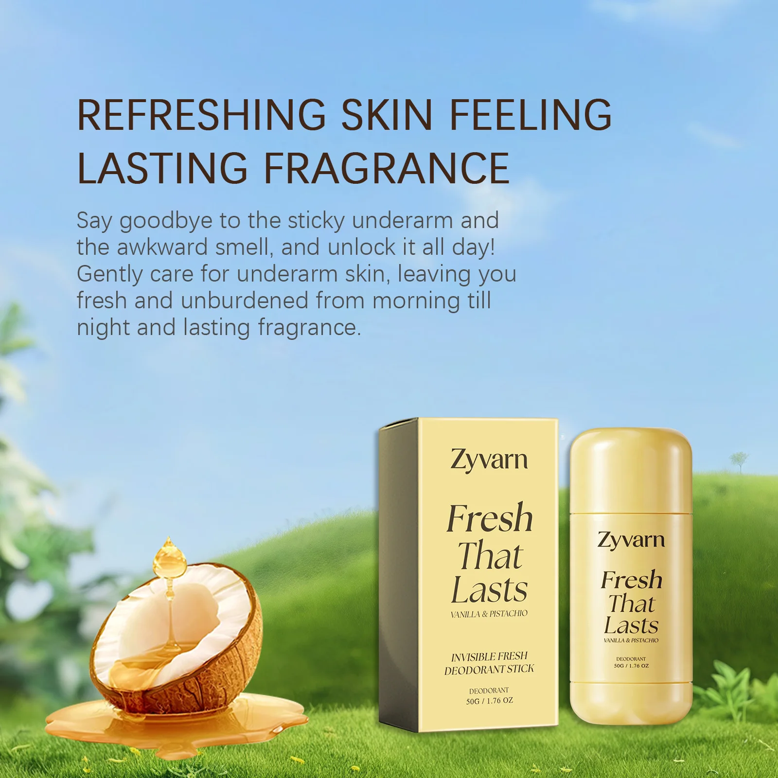 Vanilla & Pistachio Invisible Perfumed Stick, All-Day Odor Protection for Women & Men Underarm Brightening Care Korean Skincare - Image 4