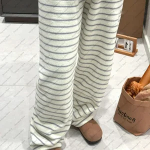 Versatile Stripes Straight-leg pajama pants for women autumn winter flannel home pants for women Casual and comfortable trousers