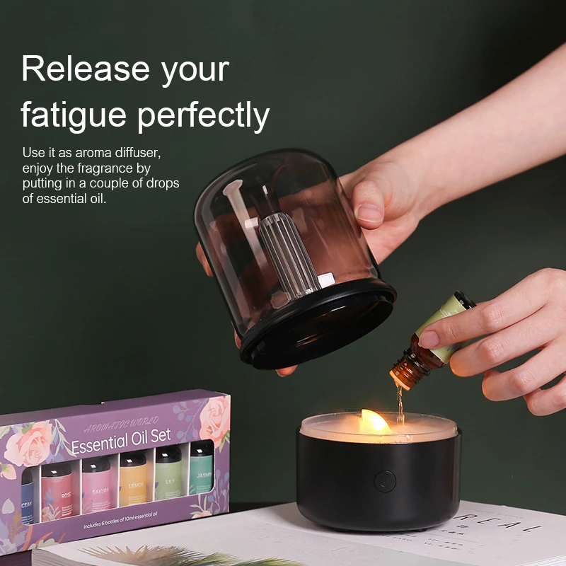 Vintage Night Light Aroma Diffuser Aromatherapy Mini Desktop Air Humidifier USB Creative Ambient Light As Gift/Essential Oil Set - Image 3