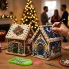 Vintage Style 3D Christmas House Diamond Art Kit Snowman Festive Pattern Pearl Bead Wooden House Craft Handmade Self-Adhesive