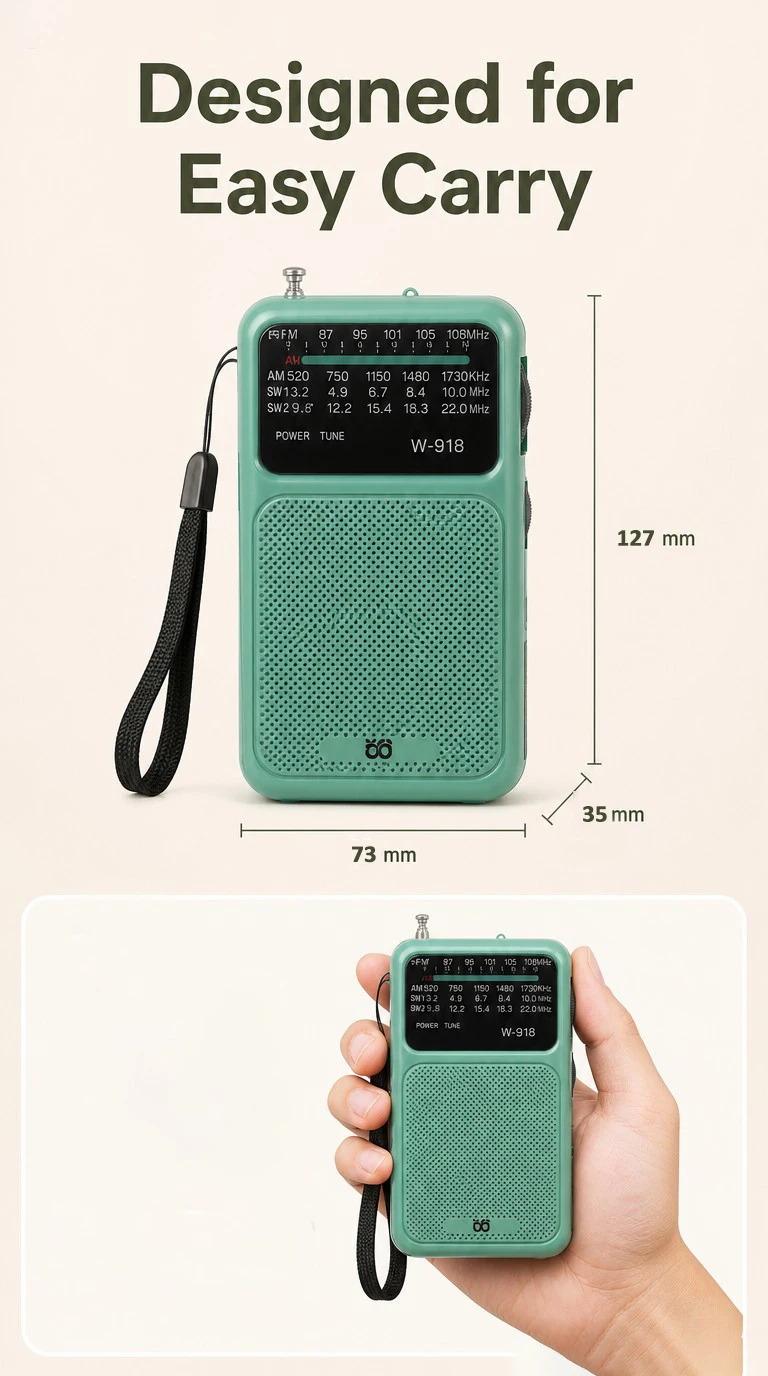 W918 Flashlight Small Full Band FM/AM/SW Emergency Survival Radio Rechargeable Portable Battery Operated Radio - Image 5