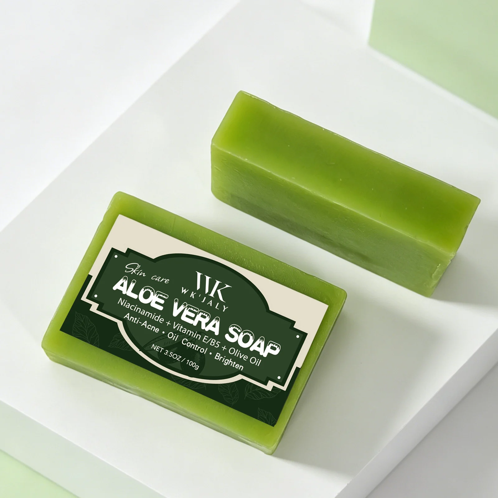 WK JALY Natural Aloe Vera Soap Bar, Clean Skin, Anti Acne, Oil Control, Brighten, With Vitamin E, Olive Oil, For Face, Body - Image 6