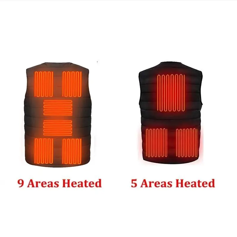WOMEN Heated V-Neck Vest Men's Autumn Winter Smart Heating Cotton Thermal Jacket 9 Area Women's Outdoor Flexible Warm Vest - Image 2