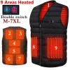 Men Autumn Winter Smart Heating Cotton Vest 9 Area Heated V Neck Vest Women Outdoor Flexible Thermal Winter Warm Jacket M-6XL