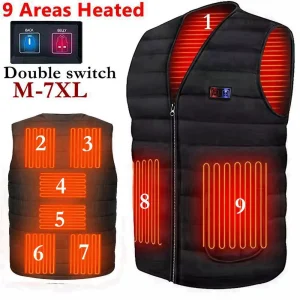 WOMEN Heated V-Neck Vest Men's Autumn Winter Smart Heating Cotton Thermal Jacket 9 Area Women's Outdoor Flexible Warm Vest