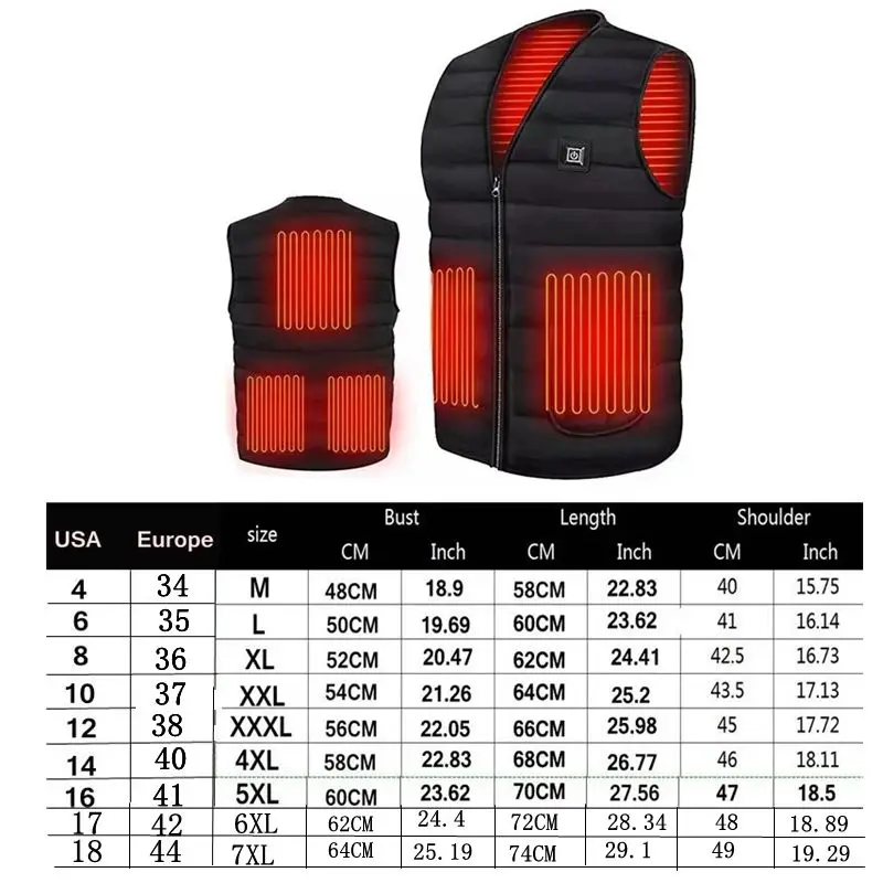 WOMEN Heated V-Neck Vest Men's Autumn Winter Smart Heating Cotton Thermal Jacket 9 Area Women's Outdoor Flexible Warm Vest - Image 5