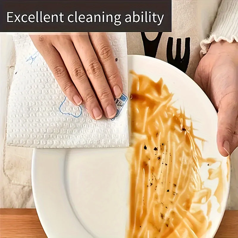Washable Reusable Kitchen Paper Roll, Thick Pearl Embossed Non-Woven Cleaning Cloths, Oil Absorbent Dish Wipes for Kitchen Home - Image 6