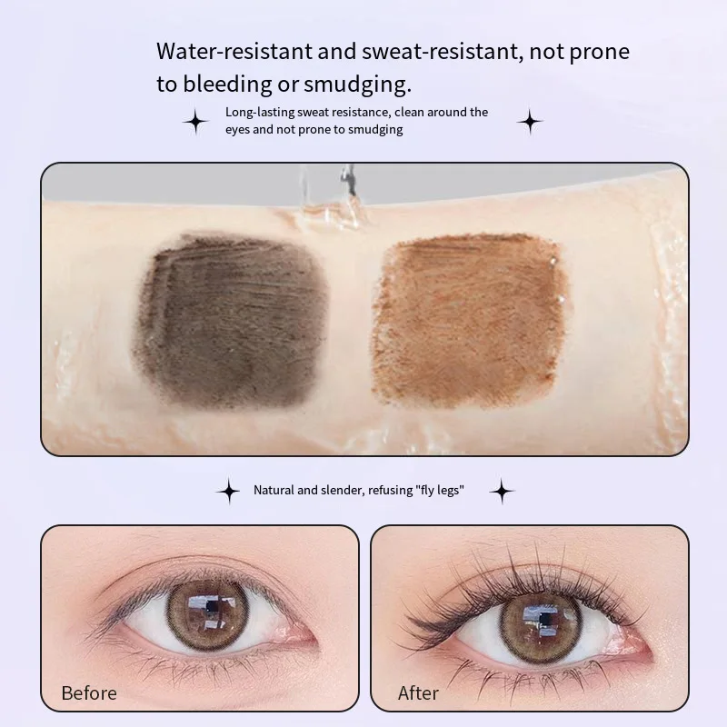 Waterproof Metallic Tube Mascara Black/Brown Silk Fiber Long Curling Non-Clumping Eyelash Extensions Spiral Makeup for Eyes - Image 2