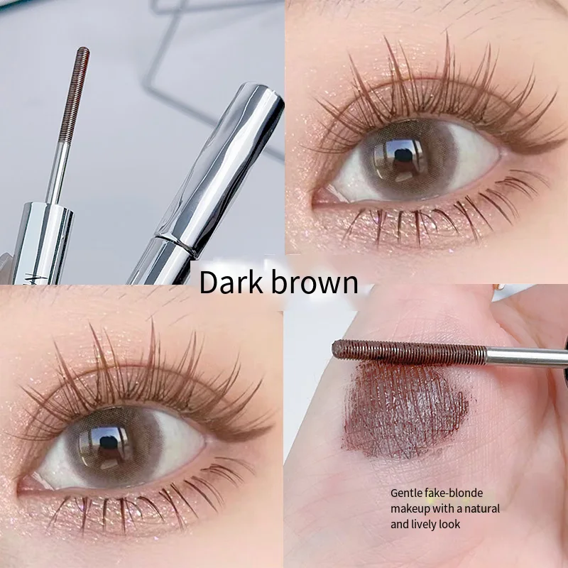 Waterproof Metallic Tube Mascara Black/Brown Silk Fiber Long Curling Non-Clumping Eyelash Extensions Spiral Makeup for Eyes - Image 4