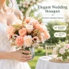 Wedding Outdoor Garden Yard Decor Artificial Flower Bride Bouquet Holding Rose Wreath Home Room Office Table DIY Gifts Accessory