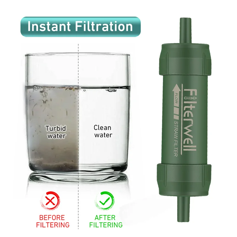 Westtune Outdoor Mini Water Filter Straw Camping Purification Portable Hiking Water Purifier for Survival or Emergency Supplies - Image 3