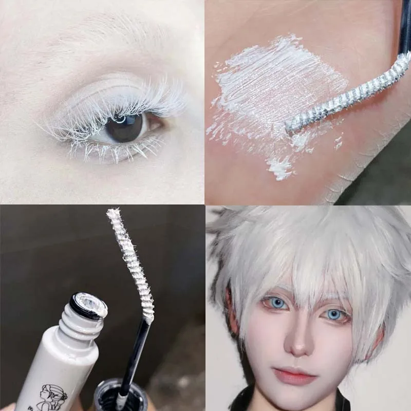 White Curling Mascara Waterproof Long-wearing Fast Drying Eyelashes Thick Extension Eyebrow Dye Tint Christmas Stage Makeup COS - Image 4
