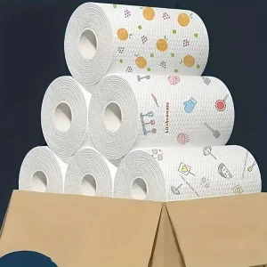 Wholesale 1 Roll 70 Sheets Lazy Rag Thickened Absorbent Kitchen Paper Dry Wet Dual-Use Disposable Oil-Free Cleaning Cloth