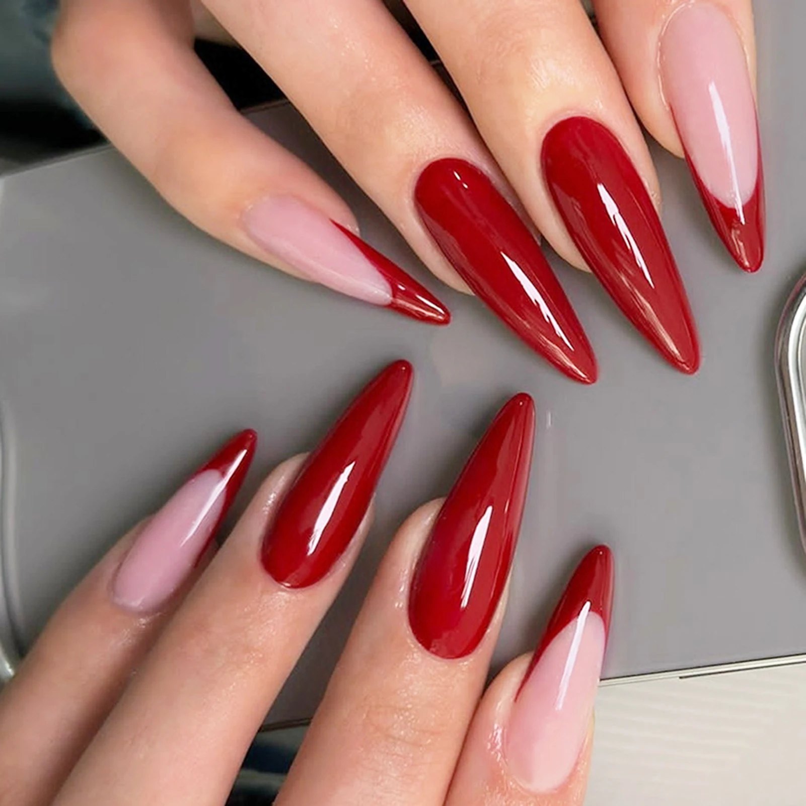 Wine Red Long Stiletto Fake Nails for Halloween Party Full Cover Press On Nail Spicy Girls Charm Manicure Daily False Nail 24Pcs - Image 3