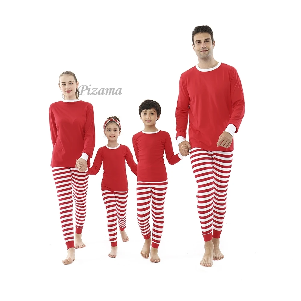 Winter 2024 Mom Daughter Dad Son Matching Clothes Striped Christmas Family Pajamas Set Cotton Baby Sleewear Xmas Look Pyjamas - Image 2