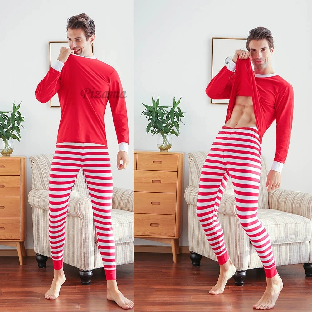 Winter 2024 Mom Daughter Dad Son Matching Clothes Striped Christmas Family Pajamas Set Cotton Baby Sleewear Xmas Look Pyjamas - Image 3