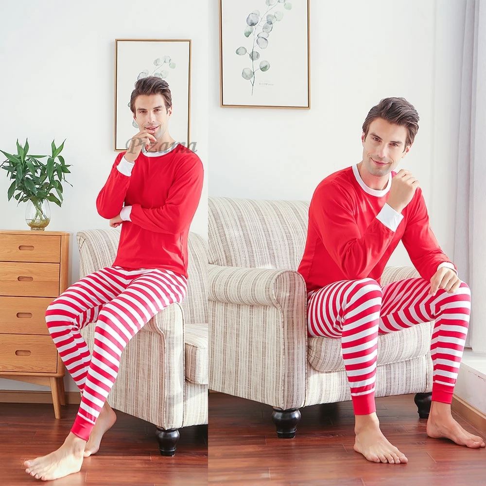 Winter 2024 Mom Daughter Dad Son Matching Clothes Striped Christmas Family Pajamas Set Cotton Baby Sleewear Xmas Look Pyjamas - Image 4